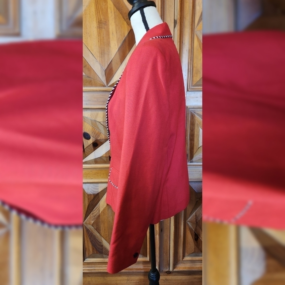 Vintage Dark Cherry Red Blazer Women 10 Preppy Nautical College Retro Statement - Picture 5 of 10